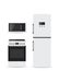 Set of household appliances Microwave refrigerator and stove
