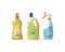 Set household, cleaning products for windows, floors, in plastic bottles.