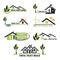 Set of houses icons for real estate business on white background