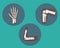 Set of human knee, elbow and ankle joints and wrist, emblem or sign of medical diagnostic center or clinic, flat design,