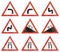Set of Hungarian warning road signs