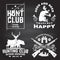 Set of Hunting club badge on the chalkboard. Vector. Concept for shirt, label, print, stamp. Vintage typography design