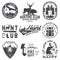 Set of hunting club and outdoor adventure quotes. Vector. Concept for shirt or logo, print, stamp, tee. Vintage design