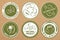 Set of hypoallergenic, recyclable, eco friendly, organic badges, icons, sticker layouts