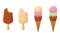 Set of Ice Cream Cartoon Icon. Summer Sundae Logo and Label for