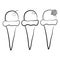 Set of ice cream cone vector flat illustration. Cherry, chocolate