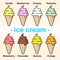 Set of ice cream different tastes. Vector