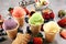 Set of ice cream scoops of different colors and flavours