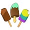 Set ice cream on a stick icon. Set chocolate ice cream vector illustration. Eskimo ice cream