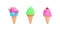 set of ice creams cone tasty watercolor style, Sweet summer delicacy sundaes ice-cream cones