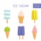 Set of ice-creams and popsicles. Vector Illustration