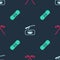 Set Ice hockey sticks, Winter fishing and Snowboard on seamless pattern. Vector