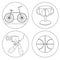 Set a icon bicycle ball, basketball sports coloring vector illu
