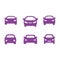 Set icon of car. Silhouette of cute cartoon toy car in purple. Illustration, miniature, imitation, logo of car.
