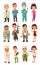 Set icon character cook, mafia, doctor. Waiter, chef, waitress, don, capo, soldier, dancer.