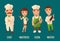 Set icon character cook. Waiter, chef, waitress,