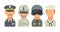 Set icon character military people. Soldier, officer, pilot, marine, sailor