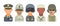 Set icon character military people. Soldier, officer, pilot, marine, sailor, trooper