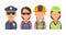 Set icon character people. Police, bodyguard, fireman, paramedic.