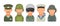 Set icon character russian military people. Soldier, officer, pilot, marine, trooper, sailor