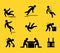 Set of icon about falling and lifting hazard