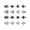 Set of an icon that increases and reduces the sound. Icon showing the mute. Sound icons with different signal levels in a flat