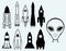 Set icon rockets and alien