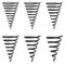 Set icon sign tornado, hurricane swirl, vector festive ribbon Twister tornado