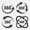 Set of icons 360 degree rotation, degree of rotation, angle indi