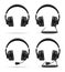 Set icons acoustic headphones vector illustration