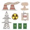 Set of icons for atomic energy