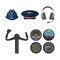 Set of icons of aviation in a flat style. Objects pilots