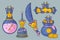 Set of icons with a bag of coins, a bottle, a sword, a scroll, a bell. For games, marketing, web sites, ui, ux