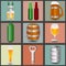 Set icons beer equipment, for creating your own infographics.