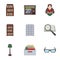 A set of icons with books. Seth about the library, reading, bookstore. Library and bookstore icon in set collection on