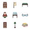 A set of icons with books. Seth about the library, reading, bookstore. Library and bookstore icon in set collection on