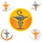 Set of Icons with Caduceus Symbol Yellow - Health / Pharmacy