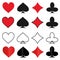 Set of icons of card suits hearts diamonds spades clubs vector illustration