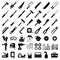 Set icons for carpentry tools, equipment, and protective clothing. Everything you need for a carpenter`s workshop, from hand tools