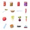 Set of Icons, Cartoon Red Hot Chili Pepper, Marinated Pickles and Fermented Food. Tomatoes, Cabbage
