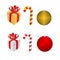 Set icons for Christmas and new year. Gift box and Peppermint l