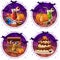 Set icons, cocktails and pumpkin for Halloween, candy box, gift