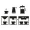 Set of icons for coffee making methods. Simple vector illustration