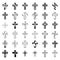 Set of icons cross. black christian cross.