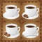 Set of icons of cups with coffee