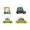 Set of icons cute stylized different of taxi isolated on white background.