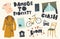 Set of Icons Damage to Property Theme. Crashed Transport Bicycle, Car, Dirty Torn Clothes, Broken Window, Furniture
