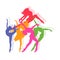 Set of icons of dancing girls, fitness, vector illustration