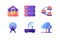 Set icons with database, wi-fi modem, web, mail, network, laptop.