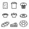 Set of icons depicting desserts realistic style illustration